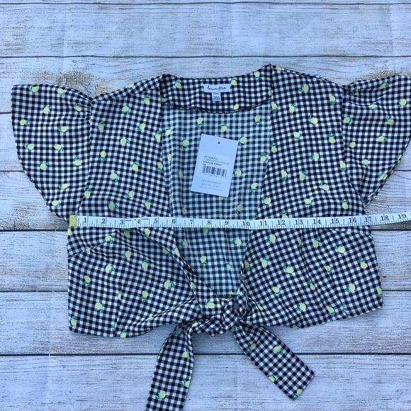 NWT Love, Fire Gingham & Lemon Crop Top Size M - Picture 9 of 10